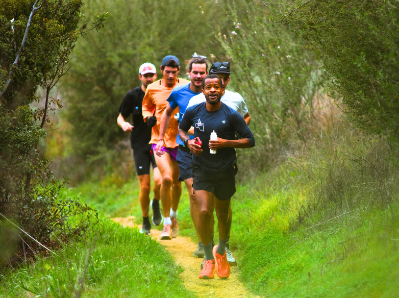 Coach Keith Kilgore leads a group of runners for SoCal Trail in Los Angeles mountains